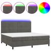 vidaXL Posteľ boxsping s matracom a LED tmavosiv&aacute; 200x200 cm zamat