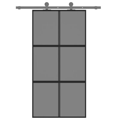 vidaXL Posuvné dvere čierne 102,5x205 cm tvrdené sklo a hliník
