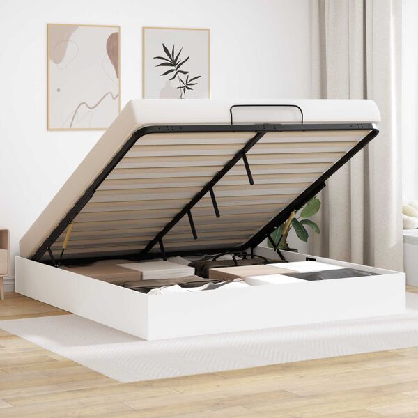 vidaXL Otomanov&yacute; posteľn&yacute; r&aacute;m Biela 193 x 120 x 25 cm Drevotrieska