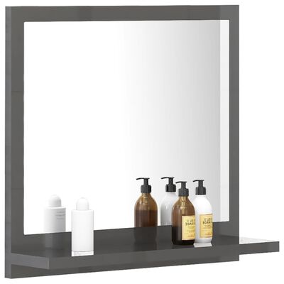 vidaXL Kúpeľňové zrkadlo, lesklé sivé 40x10,5x37 cm, kompozitné drevo