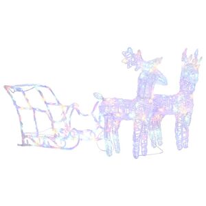 vidaXL Vianočn&aacute; dekor&aacute;cia so sobmi a saňami 160 LED 130 cm akryl