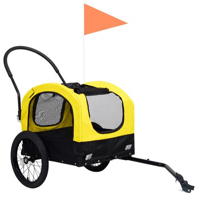 vidaXL Vozík pre domáce zvieratá na bicykel/beh 2-v-1, žlto čierny