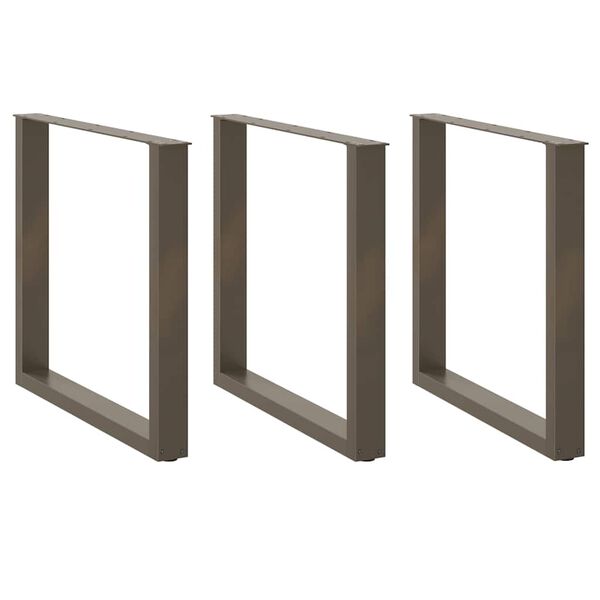 vidaXL Nohy k jed&aacute;lensk&eacute;mu stolu v tvare U, 3 ks, pr&iacute;rodn&aacute; oceľ, 90 x (72-73) cm, oceľ