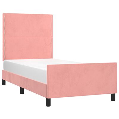 vidaXL Rám postele s čelom ružový 100x200 cm zamat