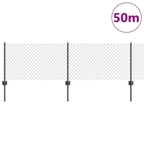 vidaXL Plot s podperou Siv&aacute; 0,4 x 50 m Ocel a PVC