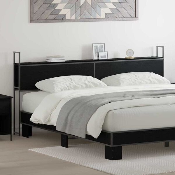 vidaXL &Uacute;ložn&aacute; čelľadka s nab&iacute;jacou stanicou s poličkou Čierny dub