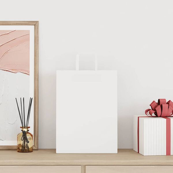 vidaXL Papierov&eacute; ta&scaron;ky 50 ks s r&uacute;čkami, biele, 26x12x35 cm