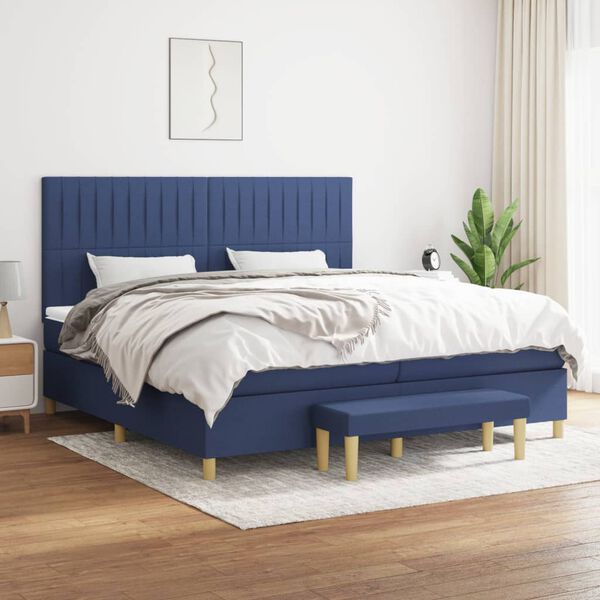 vidaXL Boxspring posteľ s matracom modr&aacute; 200x200 cm l&aacute;tka