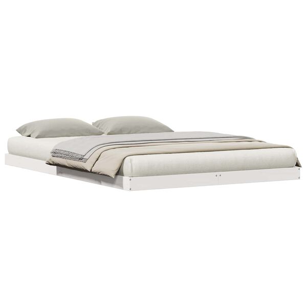 vidaXL Posteľov&yacute; r&aacute;m Biela 213.5 x 104 x 9 cm Mas&iacute;vne borovicov&eacute; drevo