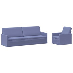 vidaXL Sada pohoviek 2 pcs Modr&aacute; dž&iacute;novina L&aacute;tka