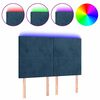 vidaXL Čelo postele s LED tmavomodr&eacute; 144x5x118/128 cm zamat