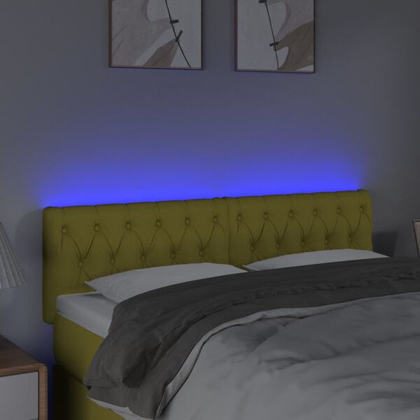 vidaXL Čelo postele s LED zelen&eacute; 144x7x78/88 cm l&aacute;tka