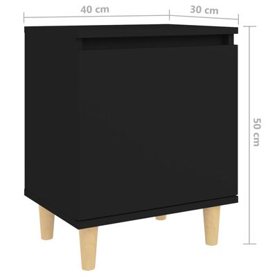 vidaXL Nočný stolík nohy z masívneho dreva čierny 40x30x50 cm