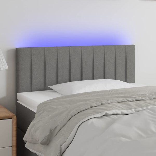 vidaXL Čelo postele s LED tmavosiv&eacute; 100x5x78/88 cm l&aacute;tka