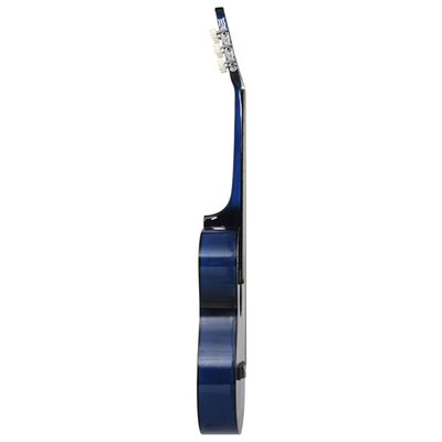 vidaXL 12-dielna folková klasická gitara so 6 strunami, modrá 38"