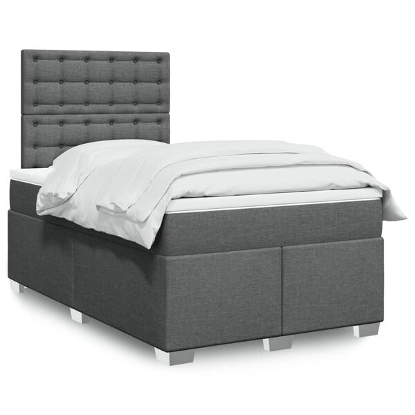 vidaXL Boxspring posteľ s matracom, tmavosiv&aacute; 120x190 cm, l&aacute;tka