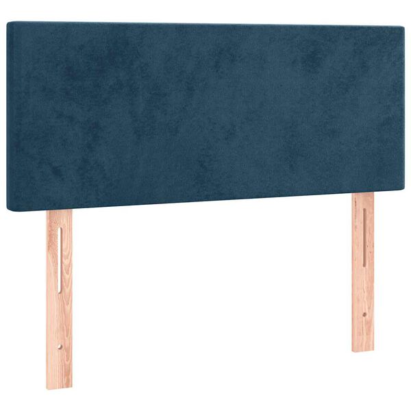 vidaXL Čelo postele s LED tmavomodr&eacute; 100x5x78/88 cm zamat