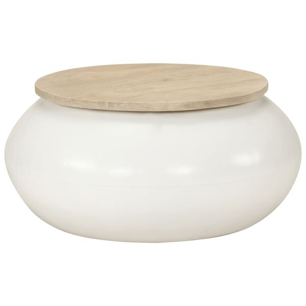 vidaXL Konferenčný stolík biely 51x51x27 cm mangovníkový masív