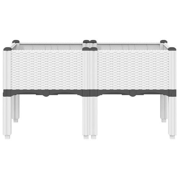 vidaXL Záhradný kvetináč s nohami biely 80x40x42 cm PP