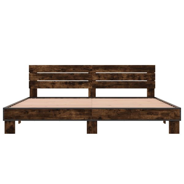 vidaXL Posteľn&yacute; r&aacute;m dymov&yacute; dub 200x200 cm kompozitn&eacute; drevo a kov