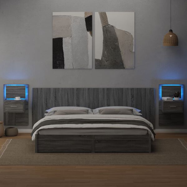 vidaXL Čelo postele so skrinkami siv&eacute; sonoma 240 cm kompozitn&eacute; drevo