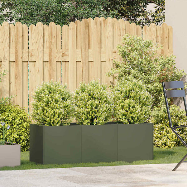 VidaXL kvetin&aacute;č Olive Green 120x40x40 cm Oceľ valcovan&aacute; za studena