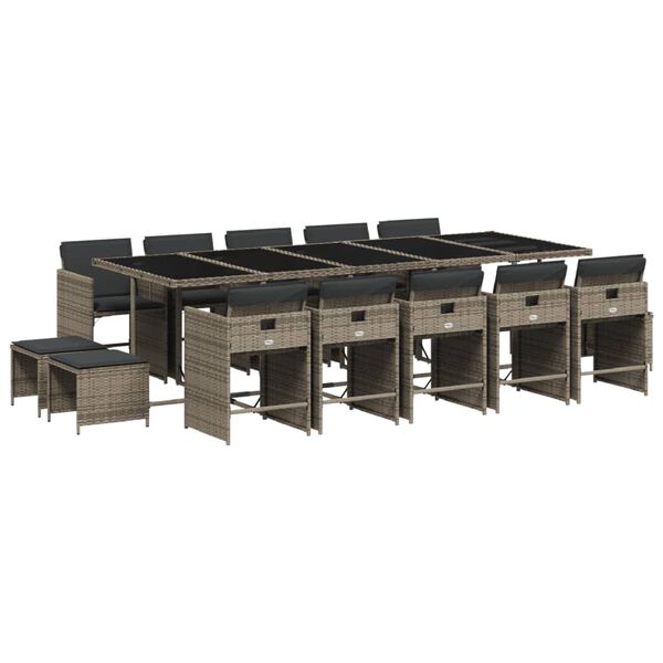 vidaXL 15-dielna z&aacute;hrad. jed&aacute;lensk&aacute; s&uacute;prava s vank&uacute;&scaron;mi siv&aacute; polyratan