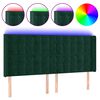 vidaXL Čelo postele s LED tmavozelen&eacute; 183x16x118/128 cm zamat