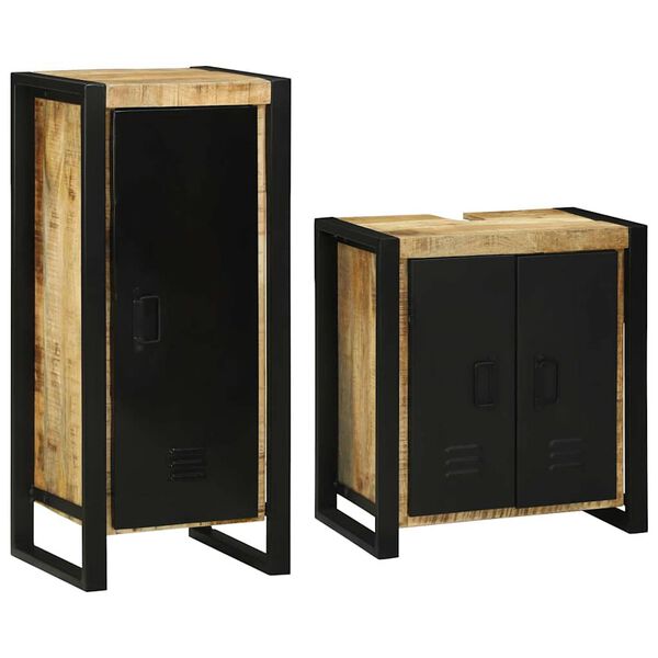 vidaXL Sada kúpeľňového nábytku 2 pcs Hnedá Masívne mango drevo