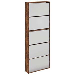 vidaXL Botn&iacute;k so zrkadlom 5-poschodov&yacute; dymov&yacute; dub 63x17x169,5 cm