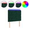 vidaXL Čelo postele s LED tmavozelen&eacute; 100x7x118/128 cm zamat