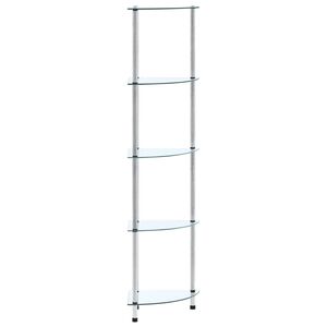 vidaXL Reg&aacute;l s 5 policami, priehľadn&yacute; 30x30x130 cm, tvrden&eacute; sklo