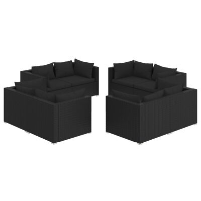 vidaXL 8-dielna záhradná sedacia súprava a podložky polyratan čierna