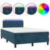 vidaXL Posteľn&yacute; r&aacute;m boxsping matrac a LED tmavomodr&yacute; 120x200 cm zamat