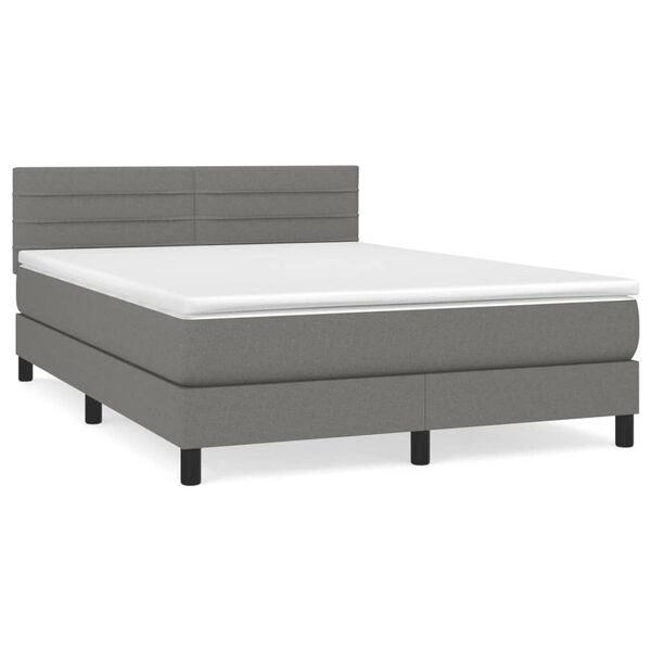 vidaXL Boxspring posteľ s matracom tmavosiv&aacute; 140x200 cm l&aacute;tka
