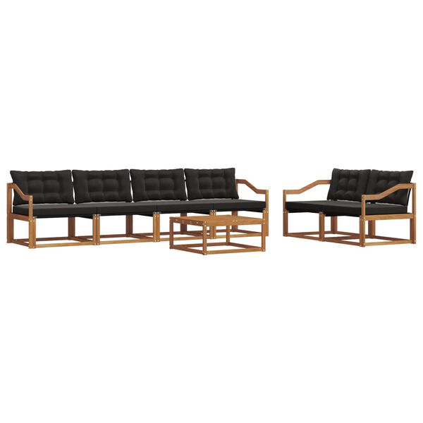 vidaXL Z&aacute;hradn&aacute; s&uacute;prava gaučov s vank&uacute;&scaron;om 7 pcs Pr&iacute;rodn&aacute; a čierna