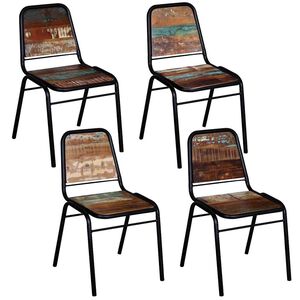 vidaXL Jed&aacute;lensk&eacute; stoličky 4 ks recyklovan&yacute; mas&iacute;v