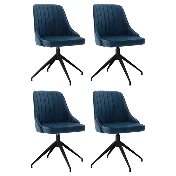 vidaXL Jed&aacute;lensk&eacute; stoličky 4 ks modr&eacute; zamatov&eacute;