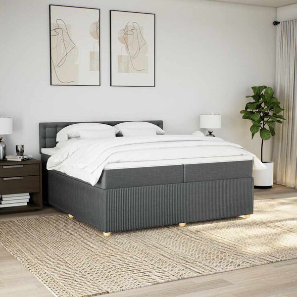 vidaXL Boxspring posteľ s matracom tmavosiv&aacute; 200x200 cm l&aacute;tka