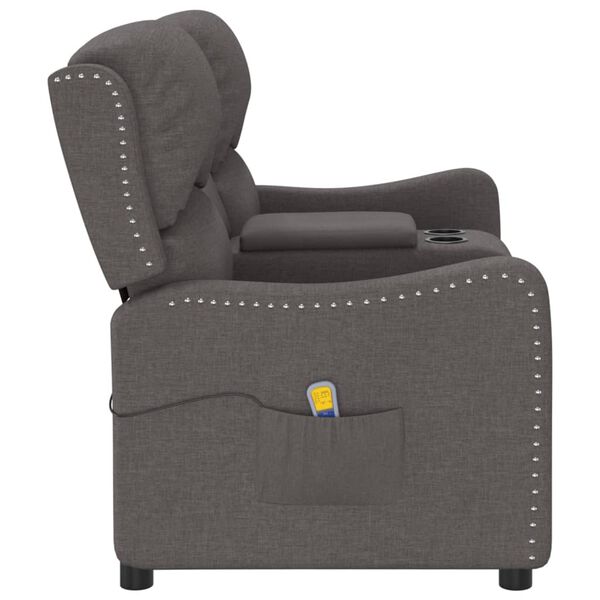 vidaXL 2-miestne sklápacie masážne kreslo+držiaky na poháre, tmavosivé