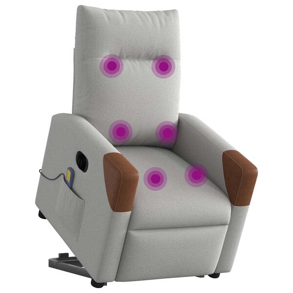 vidaXL Zdvíhacie sklápacie elektrické masážne kreslo oblakšedá látka