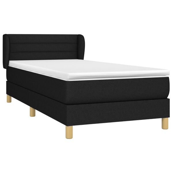 vidaXL Posteľn&yacute; r&aacute;m boxspring s matracom čierny 90x190 cm l&aacute;tka