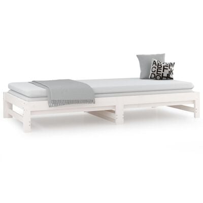 vidaXL Rozkladacia denná posteľ biela 2x(80x200) cm borovicový masív
