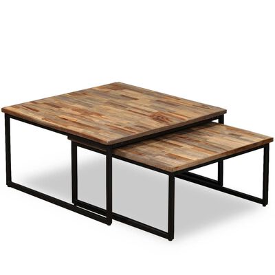 vidaXL Stohovateľné konferenčné stolíky, 2 kusy, recyklované teakové drevo