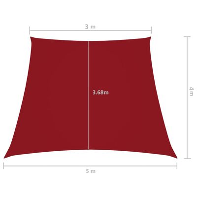 vidaXL Tieniaca plachta, oxford, lichobežníková 3/5x4 m, červená