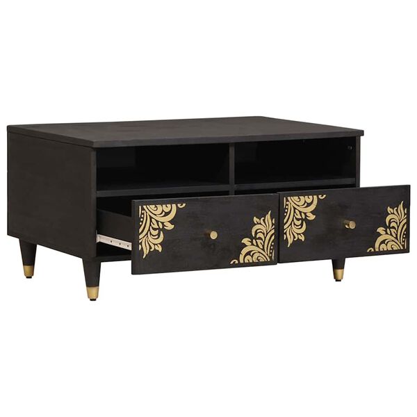 vidaXL Konferenčný stolík Čierna 80 x 54 x 40 cm Masívne mango drevo