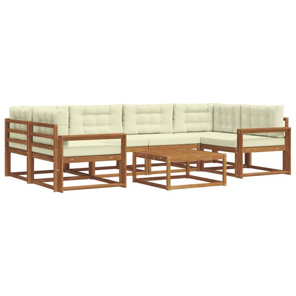 vidaXL Z&aacute;hradn&aacute; s&uacute;prava gaučov s vank&uacute;&scaron;om 7 pcs Pr&iacute;rodn&aacute; a kr&eacute;mov&aacute;