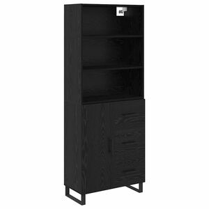 vidaXL Highboard so z&aacute;suvkou 2 pcs Čierny dub Kompozitn&eacute; drevo
