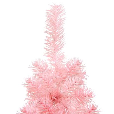 vidaXL Umelý vianočný polovičný stromček so stojanom, ružový 150 cm
