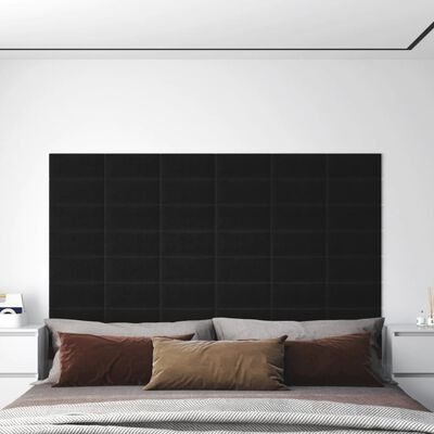 vidaXL Nástenné panely 12 ks čierne 30x15 cm látkové 0,54 m²